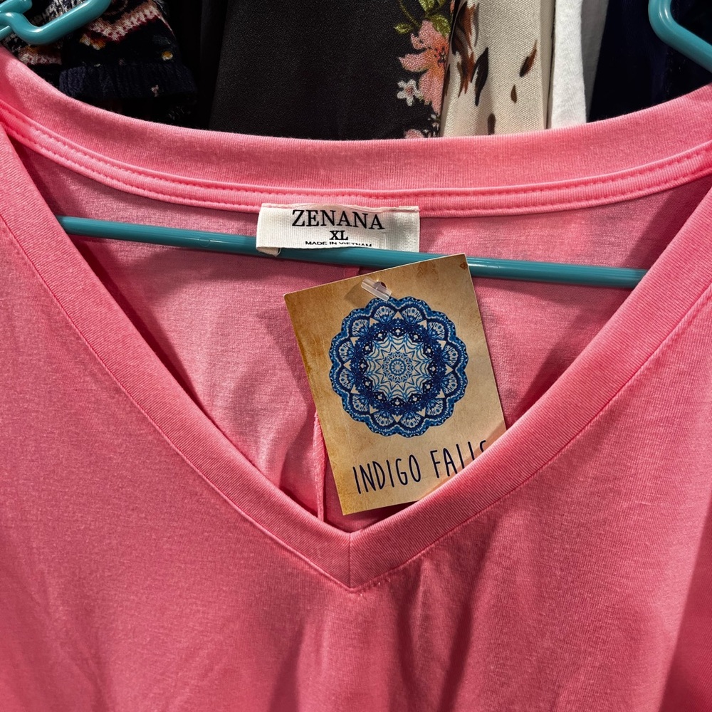 Zenana Pink V-Neck Top